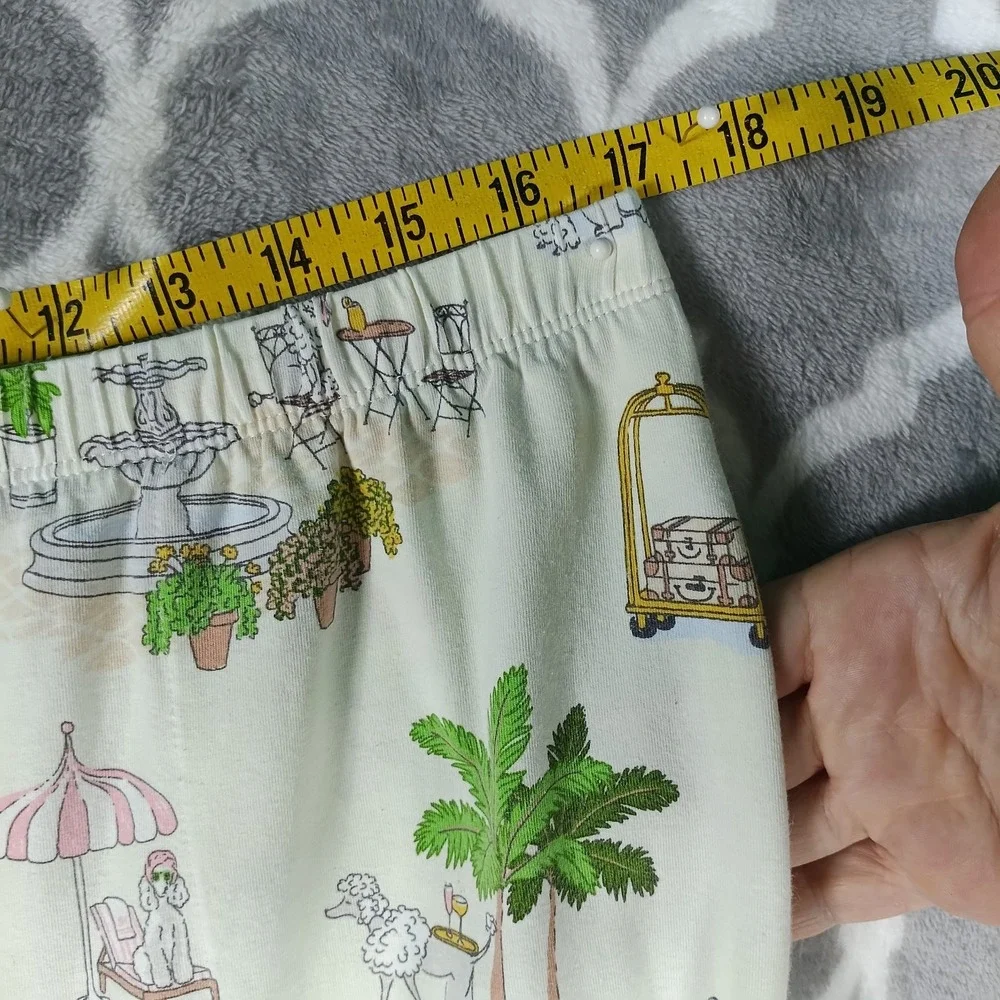 BedHead PJs Women XL Cream Poodle Print Cotton Stretch Button Up Pajama Set